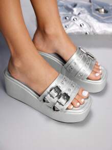 Cuccoo CUCCOO GRLICON Women's Platform Wedge Sandals, Y2K Style, Punk Rock, Biker, Cool Girl, Suitable For Halloween, Christmas, Party