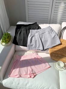 Comfortcana 3 chiếc quần short lưng thun đơn giản cho nữ mùa hè - Nhiều màu - Xem 4