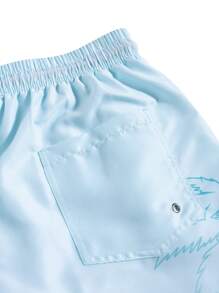 Surfspeed Men's Coconut Tree Printed Beach Casual Shorts - Blue - View 3