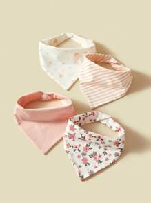 4pcs/Pack Ditsy Floral Allover Print Soft Cotton Absorbent Bandana Scarf, Suitable For All Seasons - Multicolor - View 6