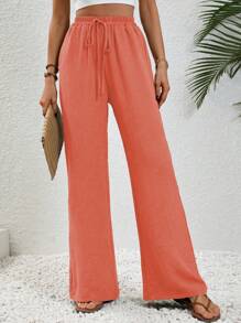 Breezaya 女士 7/9 长裤，纯色，时尚，适合夏季 - 珊瑚粉 - 查看 3