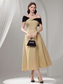 Poshira Abito da sera formale da donna con design asimmetrico (molto decorato), abito occidentale da donna, abito di Pasqua da donna, abito a maniche lunghe da donna elegante, abito da laurea da donna, abito da sera elegante da donna, abito con perline e paillettes, abito estivo a bretelle per donna, abito da festa, abito da ballo