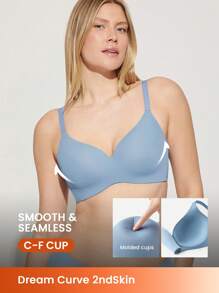 LUVLETTE Blue Wireless Comfortable Must-Haves Push Up T-Shirt Basic Bra