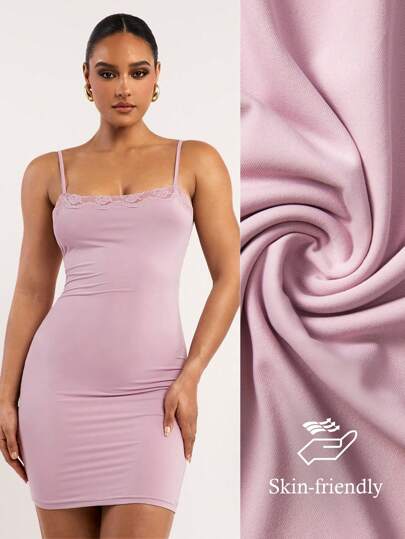 Silquee Women's Premium Solid Color Dusk, Lotus Root Pink, Gray Pink, Gray Purple Casual Fitted Spring/Summer Sexy Lace MINI Dress, Basic Style, Soft & Super Stretchy Skin-Friendly Fabric, Zero Pressure Shaping,Pink Dress, Home Dress, Lace Dress, Backless Dress,Sun Dress,Business Cacual  Woman, Vacation Outfits Women,Summer Clothes ,Cute Summer Tops, Country Concert Outfit,Holiday Outfit,Basic For Women,Airport Outfits For Women,,Brunch Outfits For Women,Basic Women,Vacation Dress,Pink Lace Dress,