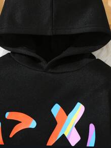 2 pièces Ensemble sweat-shirt à capuche et pantalon décontracté, décontracté et confortable pour garçons, avec des motifs d'expression amusante. Convient pour les voyages, l'école et les rassemblements quotidiens. Tenues essentielles d'automne et d'hiver pour la rentrée scolaire