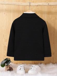 SHEIN 男孩長毛絨西裝領針織素色外套