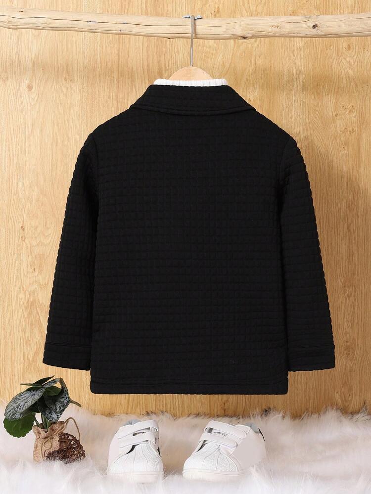 Boys' Plush Lapel Knitted Solid Coat