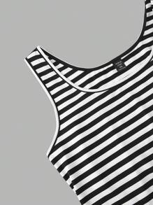 SHEIN LUNE 3Pcs Plus Size Striped Round Neck Tank Top, Pants And Shirt Set, Summer Summer Outfits For Women Summer Outfits For Women Vacation Outfits Women - Multicolor - View 9