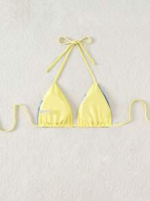 Swim Mod Women Solid Color Stylish Spaghetti Strap Backless Bikini Top, Beachwear For Summer Beach Vacation - Multicolor - View 2