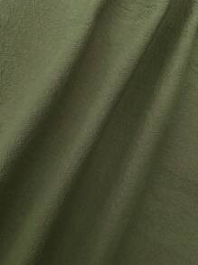 Breezaya Women's Solid Color Button Design Bud Short Sleeve Shirt - Olive Green - View 3