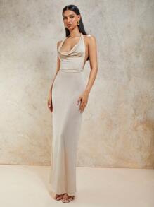 COSMINA Damen Kleid mit Twist-Rücken, einfarbig, Trägertop, sexy und rückenfreies Design