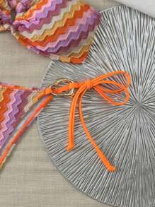 SHEIN Swim Set di costumi da bagno a righe colorati da donna, adatti per spiaggia e vacanze