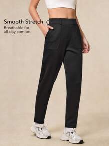 OutZeal Pantaloni da lavoro morbidi in modal con vita alta e gamba affusolata, con tasche laterali, per donna