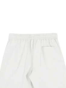 Manfinity Homme 男士纯色抽绳腰口袋休闲长裤，百搭，秋季 - 白色 - 查看 8