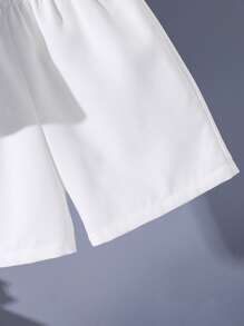 SHEIN 4pcs Set Young Boy Summer Cute Striped Short Sleeve Shirt, Elastic Waist Shorts, Cape, With Belt, Suitable For Birthday Party, Evening Party, Performance, Wedding, Back To School, Vacation - Multicolor - View 8