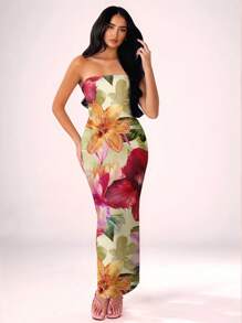 SHEIN BAE Summer Sleeveless Floral Print Dress / Beach Resort Dress/Easter Dress/Elegant Dresses For Party/ Dresses For Women Elegant/Easter/Beach Outfits For Woman/Vacation Outfits Women/Easter Dress Women/Easter Dress/Elegant Dresses For Party/ Dresses For Women Elegant/Easter/Beach Outfits For Woman/Vacation Outfits Women/Easter Dress Women/Dresses Graduation/Tube Top/Dresses Graduation/Tube Top/Dresses Graduation/Tube Top - Multicolor - View 6