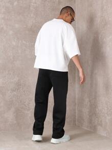 SUMWON Quần dài thể thao Skater Fit Jogger sang trọng có thêu logo, quần dài thoải mái cao cấp Athletic Loungewear dùng để tập luyện thường ngày - màu đen - Xem 5