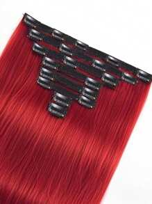 8Pcs Red Straight Clip In Virgin Human Hair Extensions Clip-In Hair Extensions Weft Hair Extension Hair Weaves 10-24inches 120G 100% Human Hair For Women HairPiece Halloween Costumes - SRed - View 7