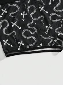 ROMWE 4pcs Gothic Punk Cross, Snake Skin, Leopard Print Design Men's Boxer Briefs Set - Multicolor - View 4