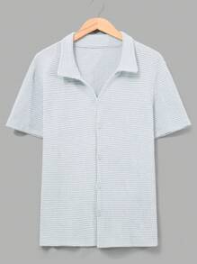 RueChic Conjunto de camisa e shorts regular de tecido rendado especial para homens, moda verão