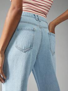 MISSGUIDED Designer High-Rise Wide-Leg Jeans, Y2K Fashion Statement Pants, Retro 90s Style Light Blue Denim Bottoms, Spring Summer - Blue - View 5