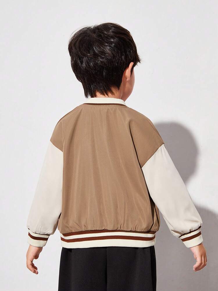 Toddler Boys' Colorblocked Fleece Jacket With Letter Pattern Print