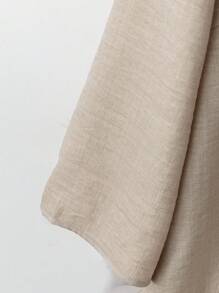 EMERY ROSE 1set Women V-Neck Coconut Button Decor 3/4 Sleeve Top + Solid Color Straight Leg Casual Pants 2 Pieces Outfit