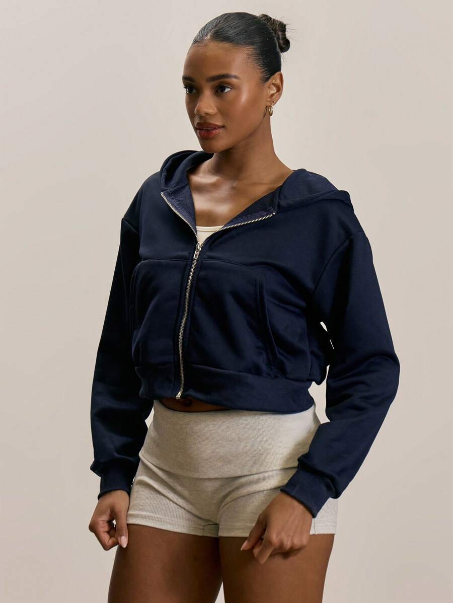 MUSERA Relaxed Fit Zip Through Long Sleeve Cuffed Hoodie Spring Cute Valentine - Royal Blue - View 1