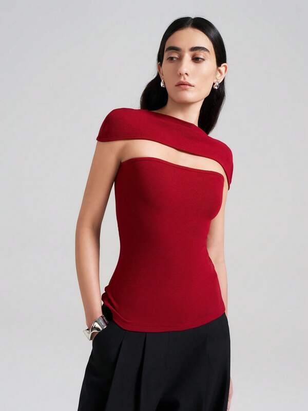 Ontre Women's Black Off-Shoulder 90s Inspired Sexy Backless 2 In 1 Top