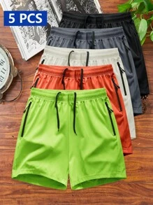 Manfinity Homme 5pcs/Set Men's Sports Casual Shorts, Spring/Summer - Multicolor - View 5