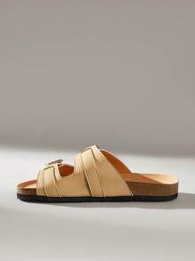 Solecia Sandalias planas cómodas con dedo del pie abierto y tiras de amarre para mujer, de color marrón, para uso casual de verano en resort