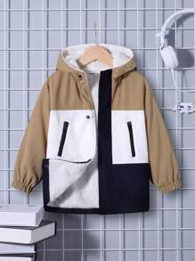 SHEIN Chàng trai trẻ Đồ họa Chữ cái Khối màu Nhiệt Áo trùm đầu - Nhiều màu - Xem 4