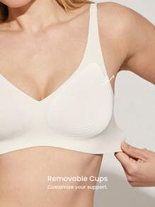 LUVLETTE Dream Curve 2ndSkin Wireless Seamless Plunge Lounge White Sticky Bra No Show Underwear