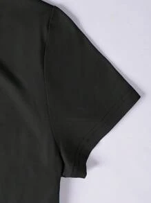 Camiseta de manga corta con lazo grande y estampado para niñas preadolescentes, versátil y casual