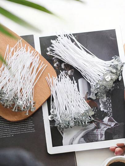 100Pcs Pre-Waxed Candle Wicks With Metal Sustainers Smokeless & Lead-Free For Soy Wax, Beeswax & Paraffin Candle Making DIY Craft Supplies For Container, Pillar, Votive Candles Home Decor, Wedding Party, Aromatherapy Essential (Multiple Lengths, High Stability Burning)