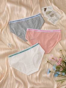 EasyFave 3قطعة/عبوة ملابس داخلية بتصميم رياضي بخصر مطاطي لون كتلي ومنفذ هوائي - متعدد الألوان - مشاهدة 2