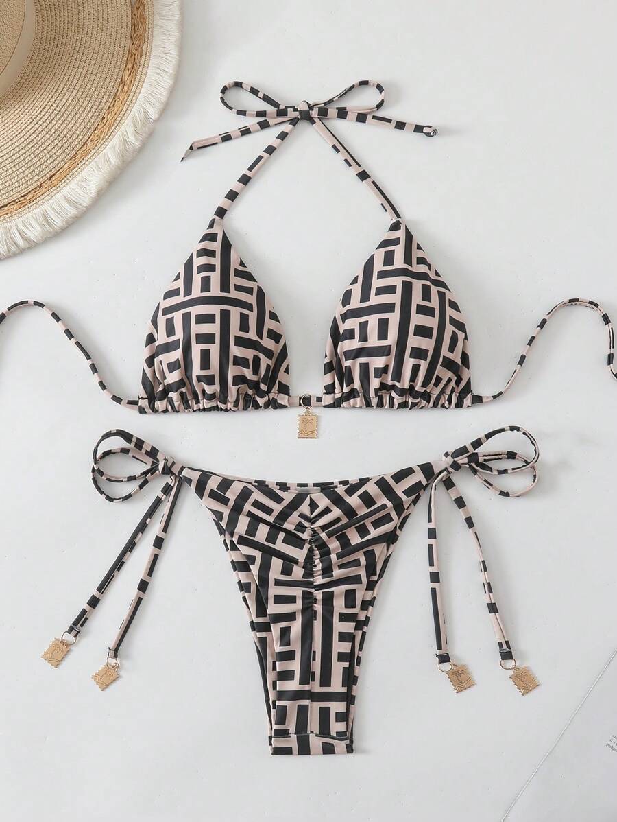 Swim Chiccia Springbreak 女式夏季随机花卉印花金属装饰复古两件套细肩带比基尼套装 - 彩色 - 查看 1