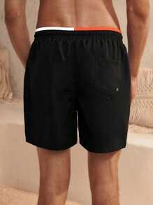 Manfinity VDAYZ Plus Size Men Drawstring Waist Loose Casual Beach Shorts - Black - View 2