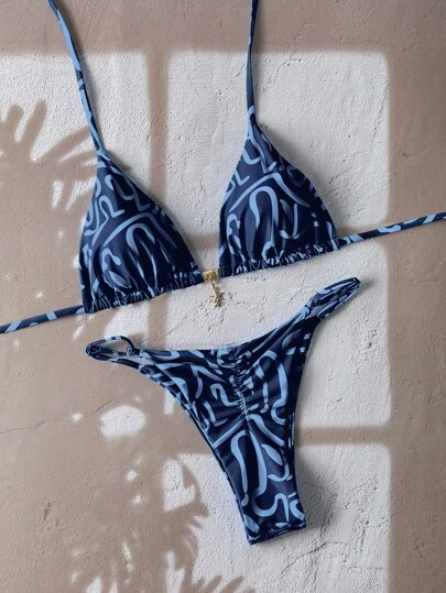 Elavelle Springbreak 女士沙滩装夏季女装，纯色细肩带性感比基尼套装