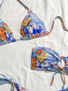 Swim Vcay 游泳三件套夏季海滩度假服装女士比基尼套装 - 彩色 - 查看 5