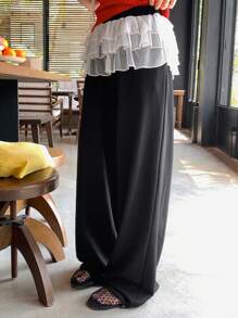 DAZY Women Summer Casual 2 In 1 Sweet Design Long Pants - Black - View 4