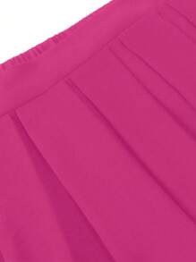 SHEIN Unity Plus Size Women Chiffon Solid Color A-Line Skirt - Hot Pink - View 3