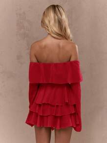 MISSGUIDED Ruffle Detail Festival Mini Skirt High Waisted Boho Chic Summer Dance Party Casual Resort Wear Asymmetrical Occasion Evening Beachwear Vacation - Red - View 2