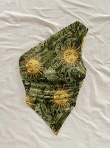 Soleia 休闲简约太阳纹印花绿色女式背心，适合夏季 - 綠色 - 查看 4