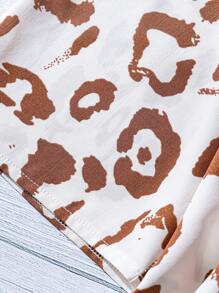 Linhara Women's V-Neck Leopard Print 3/4 Sleeve Casual Loose Blouse - Khaki - View 3