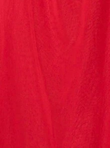 SilkySpell 3pcs Women Lace Contrast Mesh Sleeve Pajama Set - Red - View 6