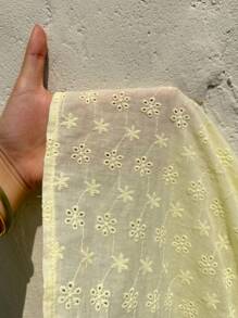 Lyxana Váy hở lưng gợi cảm hở lưng màu vàng, xẻ cao, cổ chữ V, vừa vặn thanh lịch mùa xuân/hè - Màu vàng - Xem 6