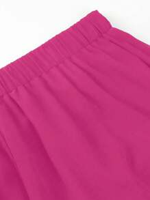 SHEIN Unity Plus Size Women Chiffon Solid Color A-Line Skirt - Hot Pink - View 5