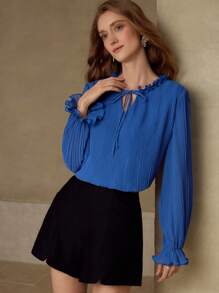 MOTF PREMIUM TEXTURED TIE NECK BLOUSE