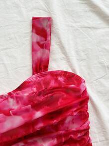 Soleia 度假女士扎染花卉印花甜心领无袖背心和松紧腰迷你裙套装 2 件套 - 彩色 - 查看 6